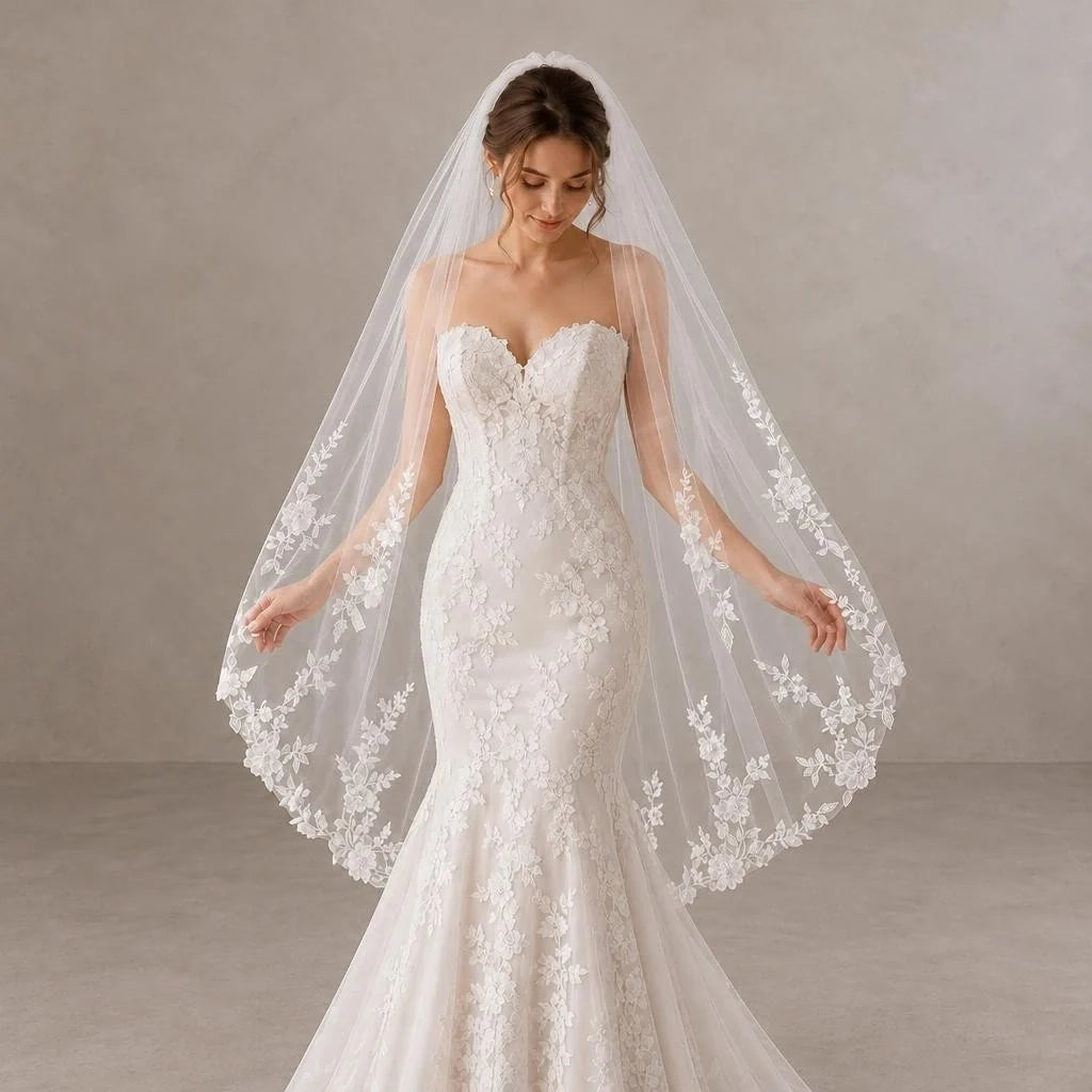 Lunalice V3021 Wedding Veil – Elegant Soft Tulle Bridal Veil for Wedding Dress