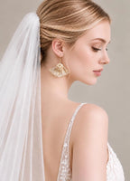 Lunalice handmade wire crochet ginkgo leaf earrings with freshwater pearls - artisan bridal jewelry
