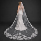 Bride Wearing Lunalice V3001 Wedding Veil – Wedding Veil Styling Inspiration & Romantic Bridal Look
