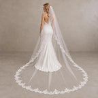 Bride Wearing Lunalice V3005 Wedding Veil – Wedding Veil Styling Inspiration & Romantic Bridal Look
