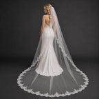 Bride Wearing Lunalice V3005 Wedding Veil – Wedding Veil Styling Inspiration & Romantic Bridal Look