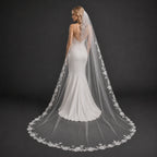 Bride Wearing Lunalice V3006 Wedding Veil – Wedding Veil Styling Inspiration & Romantic Bridal Look