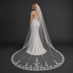 Bride Wearing Lunalice V3011 Wedding Veil – Wedding Veil Styling Inspiration & Romantic Bridal Look