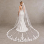 Bride Wearing Lunalice V3011 Wedding Veil – Wedding Veil Styling Inspiration & Romantic Bridal Look