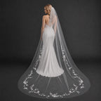 Bride Wearing Lunalice V3013 Wedding Veil – Wedding Veil Styling Inspiration & Romantic Bridal Look