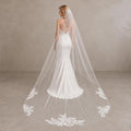 Bride Wearing Lunalice V3017 Wedding Veil – Wedding Veil Styling Inspiration & Romantic Bridal Look