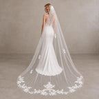 Bride Wearing Lunalice V3018 Wedding Veil – Wedding Veil Styling Inspiration & Romantic Bridal Look