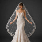 Bride Wearing Lunalice V3019 Wedding Veil – Wedding Veil Styling Inspiration & Romantic Bridal Look