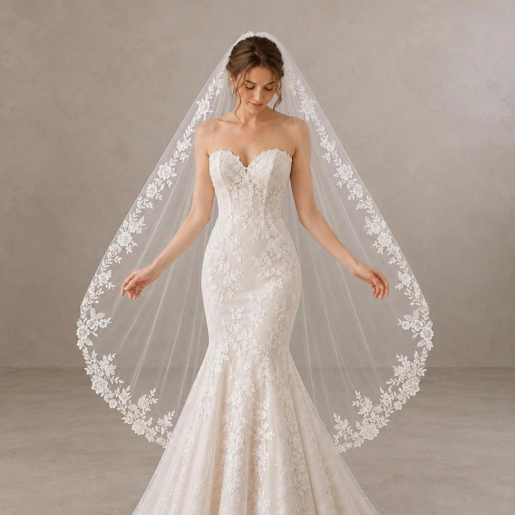 Lunalice V3020 Wedding Veil – Elegant Soft Tulle Bridal Veil for Wedding Dress