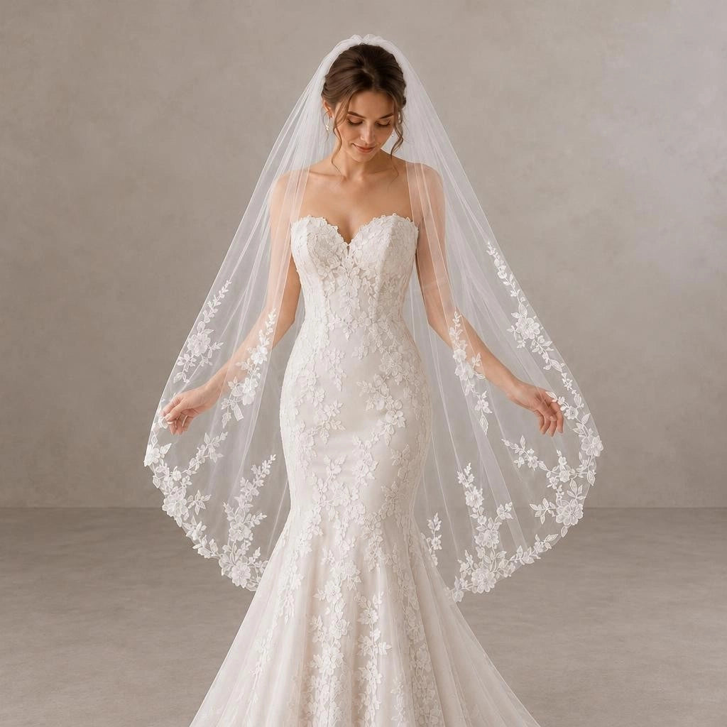 Lunalice V3021 Wedding Veil – Elegant Soft Tulle Bridal Veil for Wedding Dress