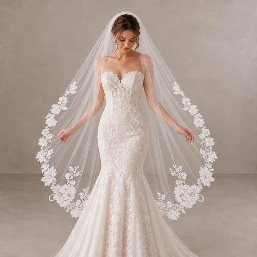 Lunalice V3022 Wedding Veil – Elegant Soft Tulle Bridal Veil for Wedding Dress
